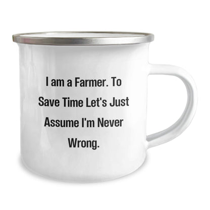 Funny Farmer Gifts from Friends, Christmas Unique Mugs for Men - 'I Am A Farmer. To Save Time Let's Just Assume I'm Never Wrong.' Camping Mug - The Buy Boom