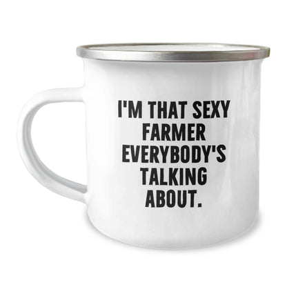 Funny Farmer Gifts from Friends for Men Unique Christmas Memorable Presents, I'm That Sexy Farmer Everybody's Talking About Camping Mug - The Buy Boom
