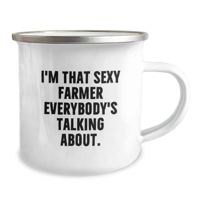 Funny Farmer Gifts from Friends for Men Unique Christmas Memorable Presents, I'm That Sexy Farmer Everybody's Talking About Camping Mug - The Buy Boom
