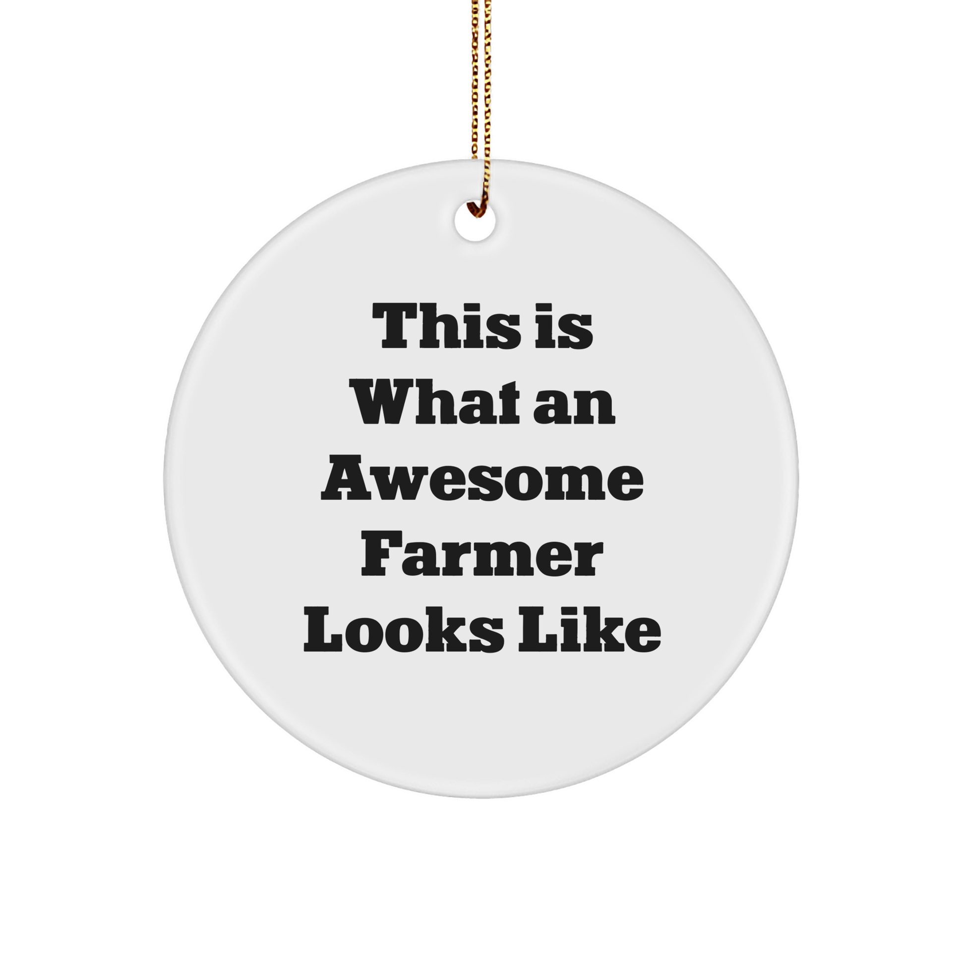 Funny Farmer Gifts from Friends to Family - 'This Is What An Awesome Farmer Looks Like' Circle Ornament, White, 2.75" Tall - The Buy Boom