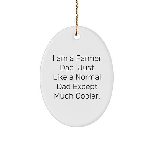 Funny Farmer Gifts from Men to Husband Dad with Oval Ornament I Am A Farmer Dad Just Like A Normal Dad Except Much Cooler Christmas Decorations - The Buy Boom