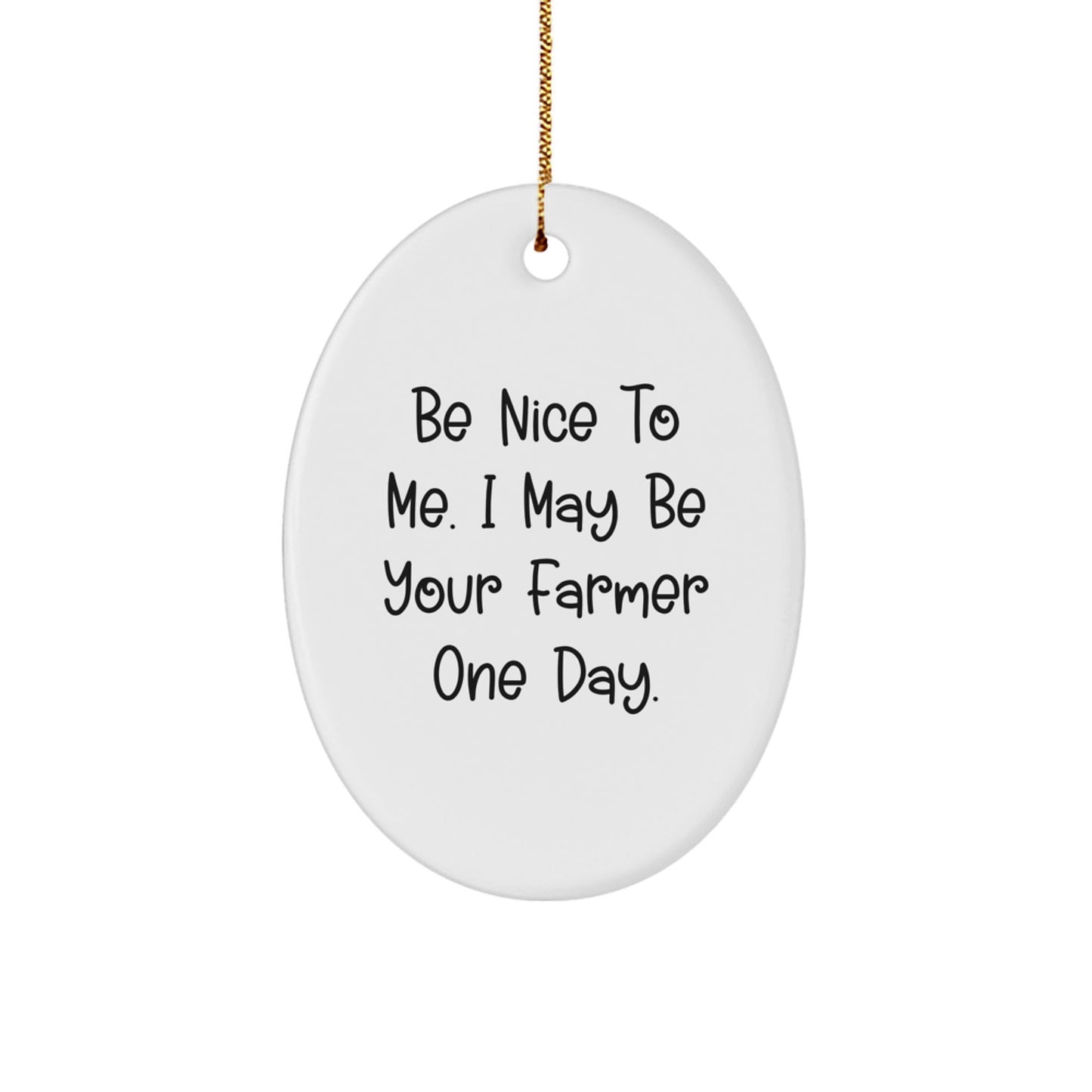 Funny Farmer Oval Ornament Gifts from Friends for Farmer Men with Be Nice To Me. I May Be Your Farmer One Day. Christmas Unique Gifts - The Buy Boom