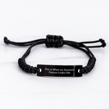 Funny Fiancee Gifts for Her, 'This Is What An Awesome Fiancee Looks Like', Adjustable Rope Bracelet, Gifts from Friends, Family or Coworkers for Father's Day - The Buy Boom