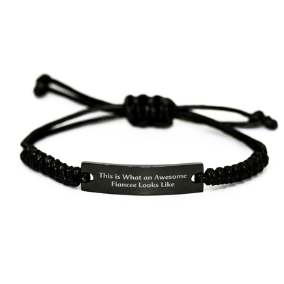 Funny Fiancee Gifts for Her, 'This Is What An Awesome Fiancee Looks Like', Adjustable Rope Bracelet, Gifts from Friends, Family or Coworkers for Father's Day - The Buy Boom
