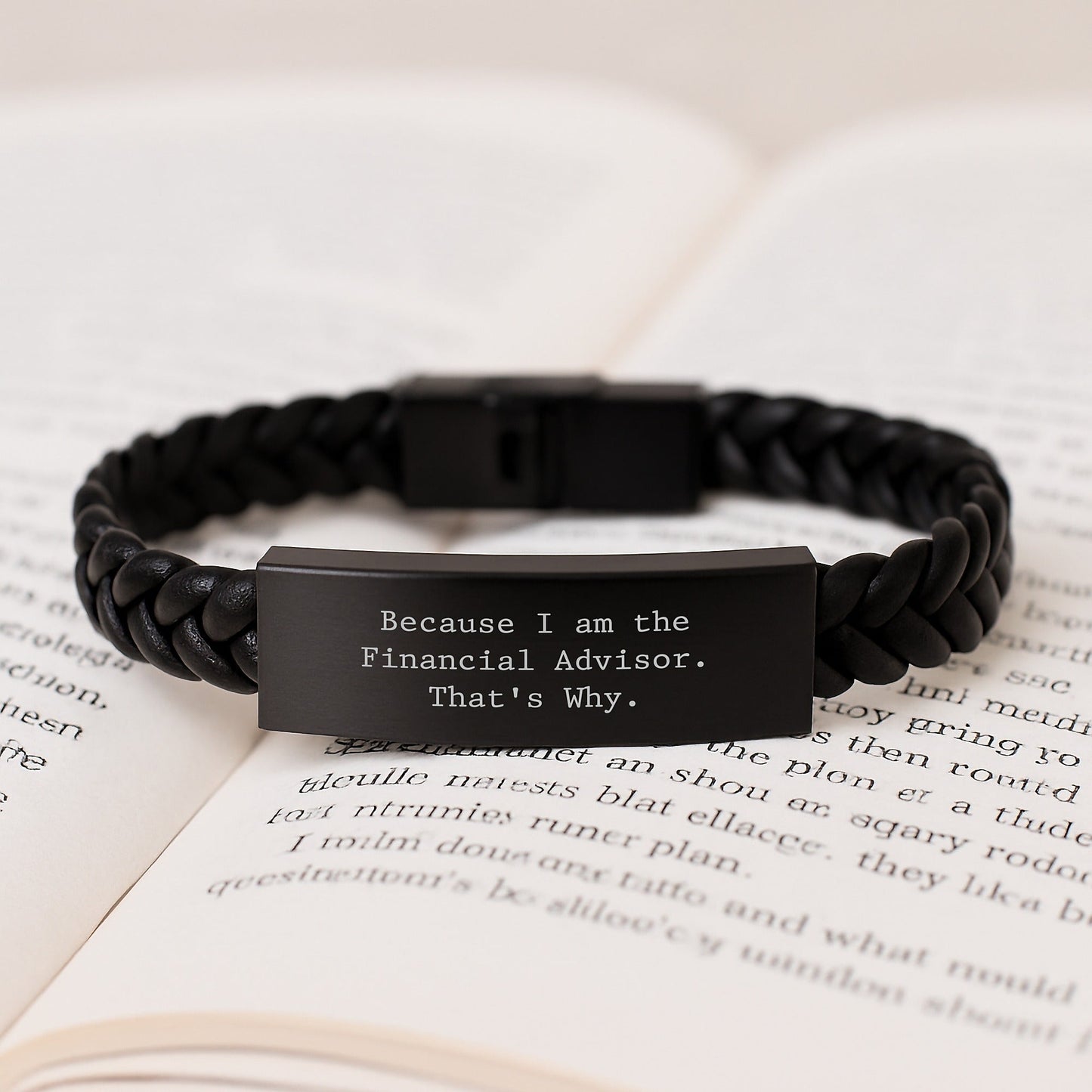 Funny Financial Advisor Gifts, Interlaced Leather Bracelet for Men, Gifts from Dad, 'Because I Am The Financial Advisor. That's Why.' Quote Engraved Stainless Steel PU Leather - The Buy Boom