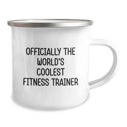 Funny Fitness Trainer Gifts from Men to Women, 'Officially The World's Coolest Fitness Trainer' Quote on Camping Mug for Graduation, Fitness Trainer Unique Gifts - The Buy Boom