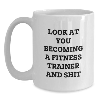 Funny Fitness Trainer White Coffee Mug Gifts from Friends to Fitness Trainer for Christmas Unique - The Buy Boom