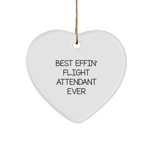 Funny Flight Attendant Gifts from Family - Best Effin' Heart Ornament Ever for Christmas - The Buy Boom