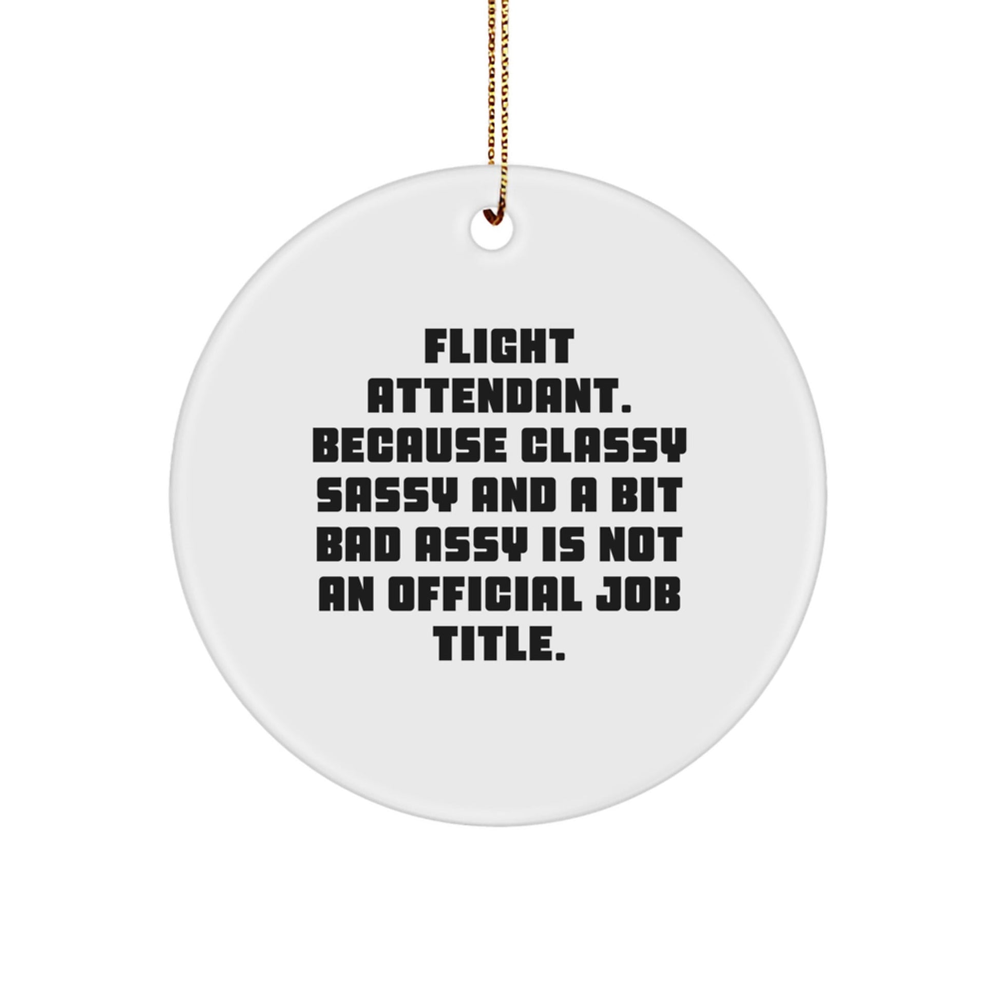 Funny Flight Attendant Gifts from Friends, Christmas Unique Circle Ornament for Flight Attendant, Funny Quote Gifts for Men or Women, Classy Sassy And A Bit Fearlessy - The Buy Boom
