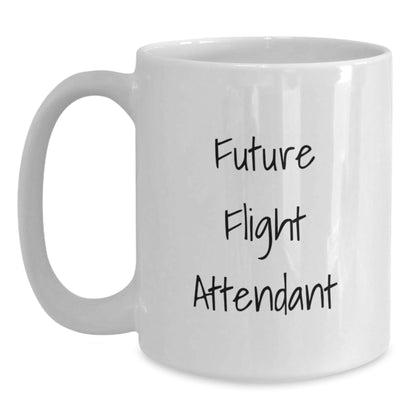 Funny Flight Attendant Gifts from Friends for Flight Attendant, Unique Christmas Unique Gifts, White Coffee Mug with Future Flight Attendant Quote - The Buy Boom