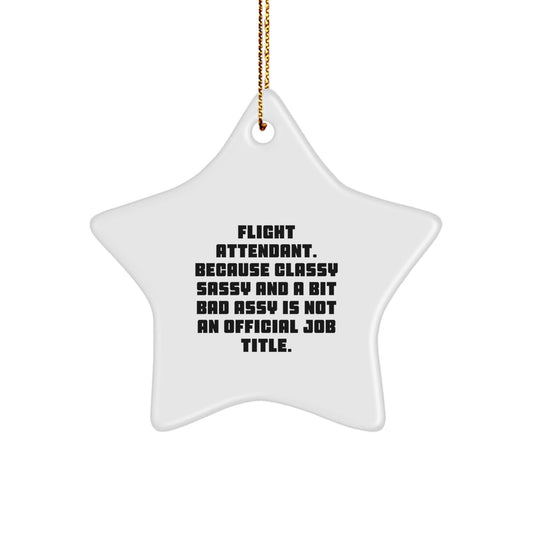 Funny Flight Attendant Gifts from Friends, Star Ornament Christmas Unique Presents for Flight Attendant Men and Women, Classy Sassy and Bit Fearlessy - The Buy Boom