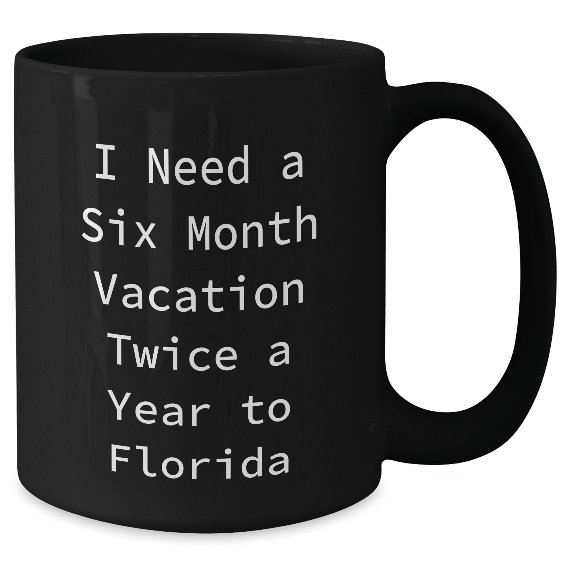 Funny Florida Gifts for Men from I Need A Six Month Vacation Twice A Year to Florida Graduation Unique Gifts Black Coffee Mug - The Buy Boom