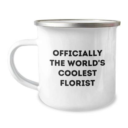 Funny Florist Gifts for Friends, 'Officially The World's Coolest Florist' Camping Mug, Christmas Unique Mugs from Men to Women - The Buy Boom