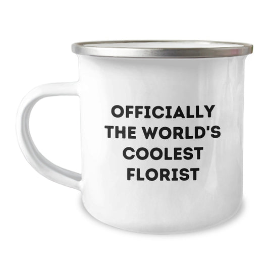 Funny Florist Gifts for Friends, 'Officially The World's Coolest Florist' Camping Mug, Christmas Unique Mugs from Men to Women - The Buy Boom