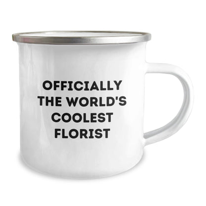 Funny Florist Gifts for Friends, 'Officially The World's Coolest Florist' Camping Mug, Christmas Unique Mugs from Men to Women - The Buy Boom
