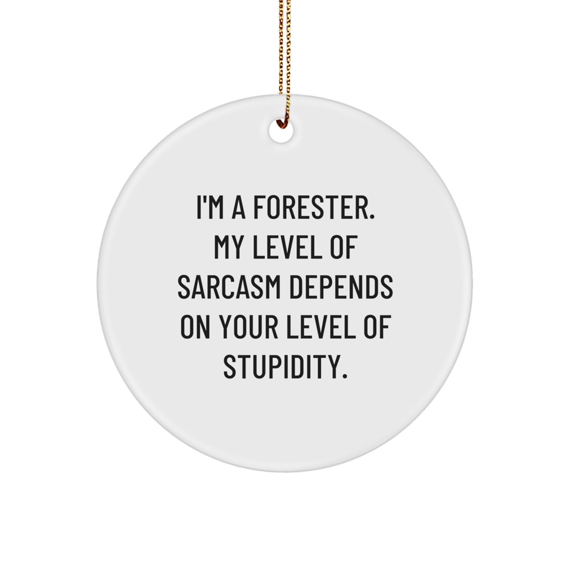 Funny Forester Circle Ornament, Gifts from Friends for Forester Men, Sarcasm Level Depends on Stupidity - Christmas Unique Gifts - The Buy Boom