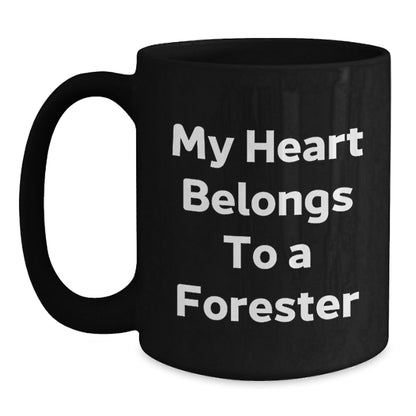 Funny Forester Gifts, Black Coffee Mug for Forester Enthusiasts, 'My Heart Belongs To A Forester' Quote, Ideal Gifts for Birthday - The Buy Boom