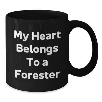 Funny Forester Gifts, Black Coffee Mug for Forester Enthusiasts, 'My Heart Belongs To A Forester' Quote, Ideal Gifts for Birthday - The Buy Boom