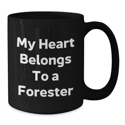 Funny Forester Gifts, Black Coffee Mug for Forester Enthusiasts, 'My Heart Belongs To A Forester' Quote, Ideal Gifts for Birthday - The Buy Boom