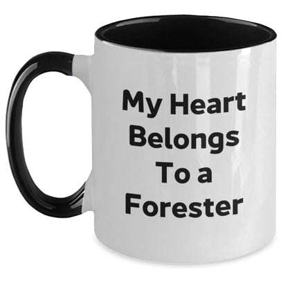 Funny Forester Gifts for Him or Her, Two Tone Coffee Mug with My Heart Belongs To A Forester Quote, Gifts from Friends, Unique Birthday Unique Gifts - The Buy Boom