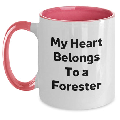 Funny Forester Gifts for Him or Her, Two Tone Coffee Mug with My Heart Belongs To A Forester Quote, Gifts from Friends, Unique Birthday Unique Gifts - The Buy Boom