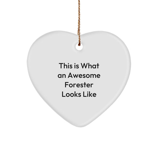 Funny Forester Gifts for Men - Heart Ornament with 'This Is What An Awesome Forester Looks Like' Quote - Christmas Memorable Presents from Family - The Buy Boom