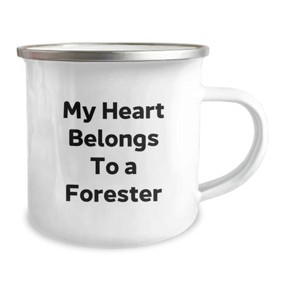 Funny Forester Gifts from Friends - 'My Heart Belongs To A Forester' Birthday Unique Gifts for Forester Lover Camping Mug Stainless Steel - The Buy Boom