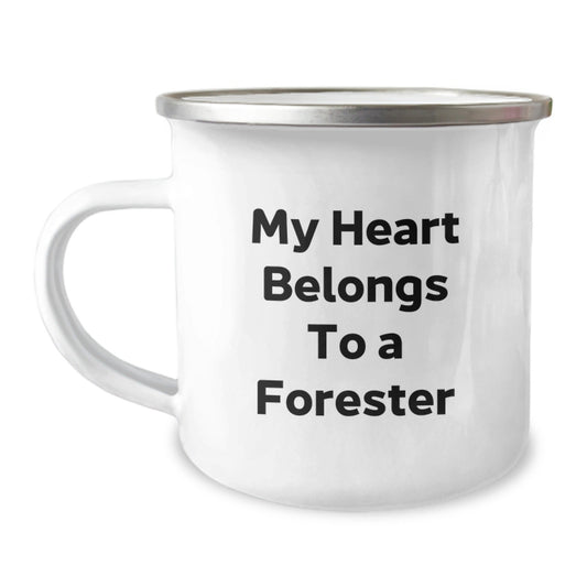 Funny Forester Gifts from Friends - 'My Heart Belongs To A Forester' Birthday Unique Gifts for Forester Lover Camping Mug Stainless Steel - The Buy Boom