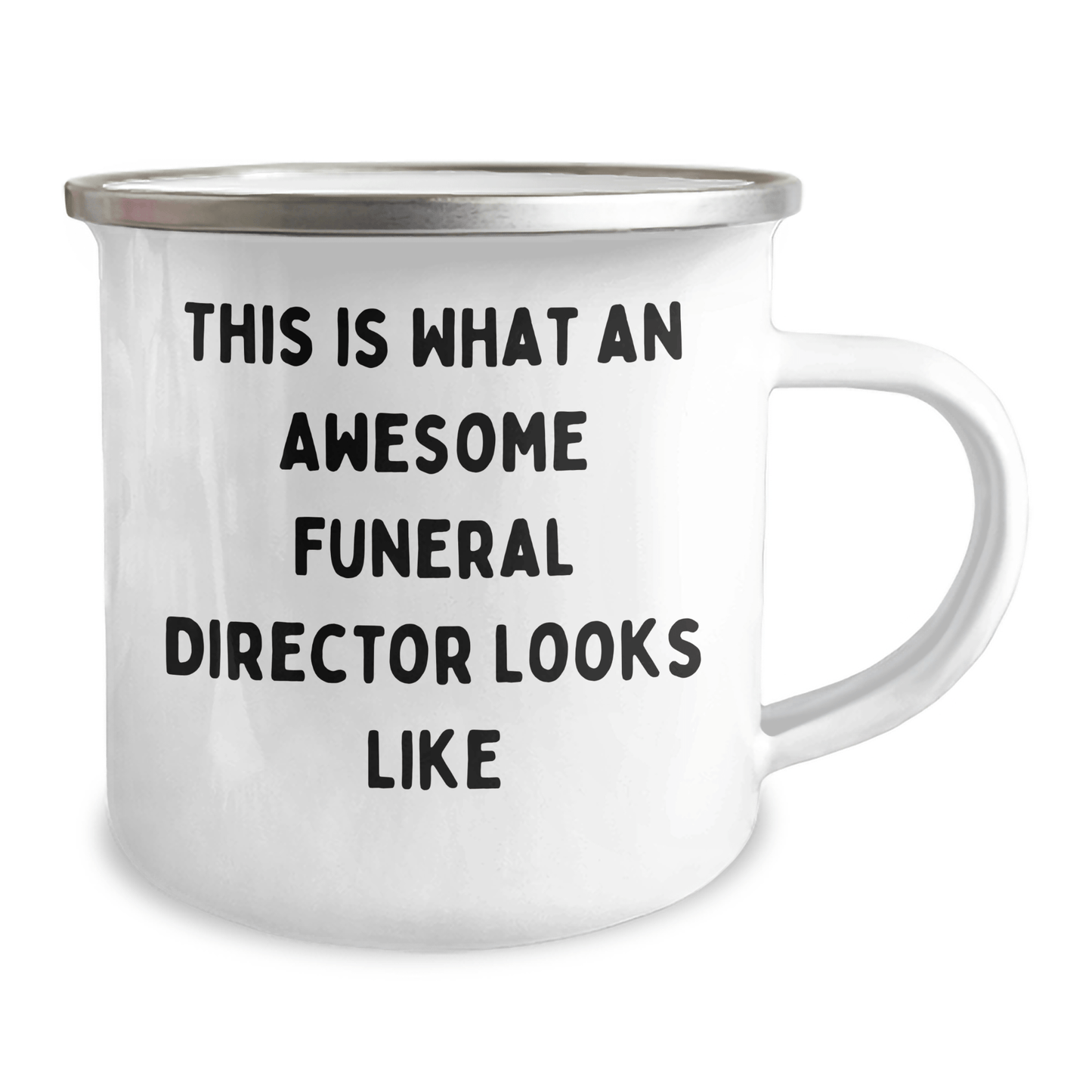 Funny Funeral Director Gifts from Men to Men, 'This Is What An Awesome Funeral Director Looks Like' Enamel Mug for Father's Day, 12 oz Camping Mug - The Buy Boom