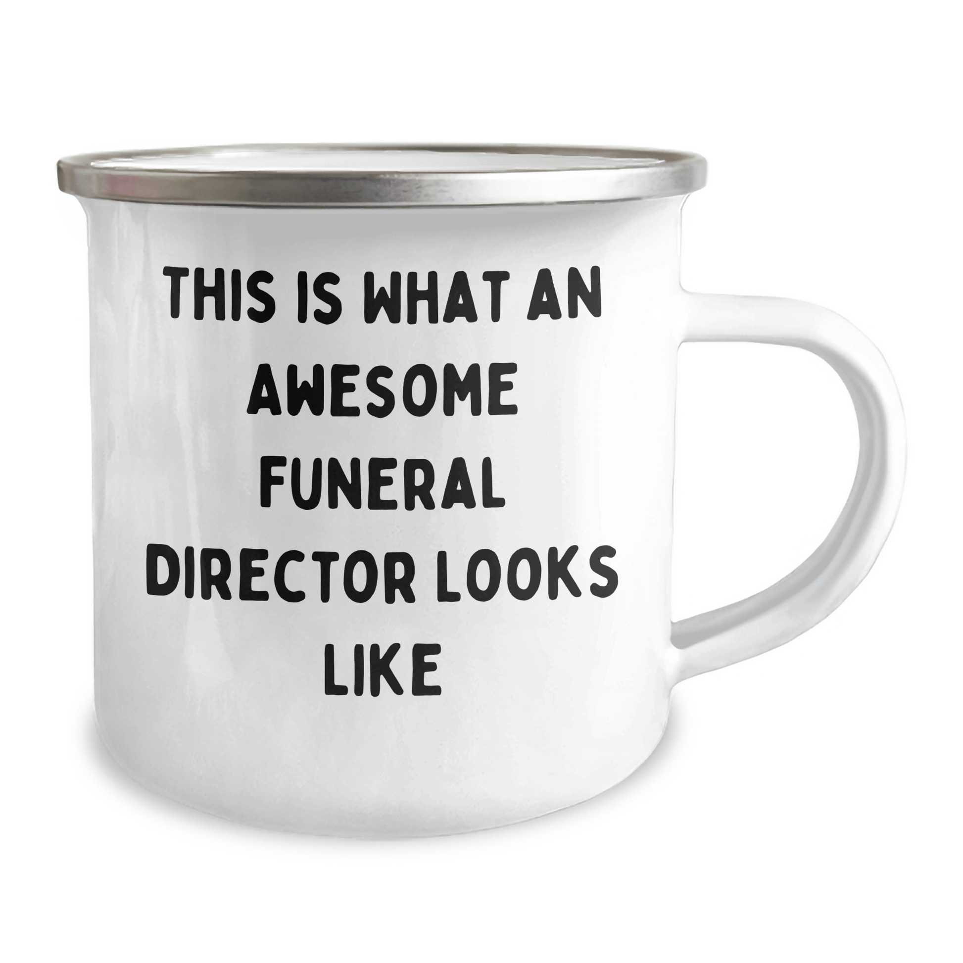 Funny Funeral Director Gifts from Men to Men, 'This Is What An Awesome Funeral Director Looks Like' Enamel Mug for Father's Day, 12 oz Camping Mug - The Buy Boom