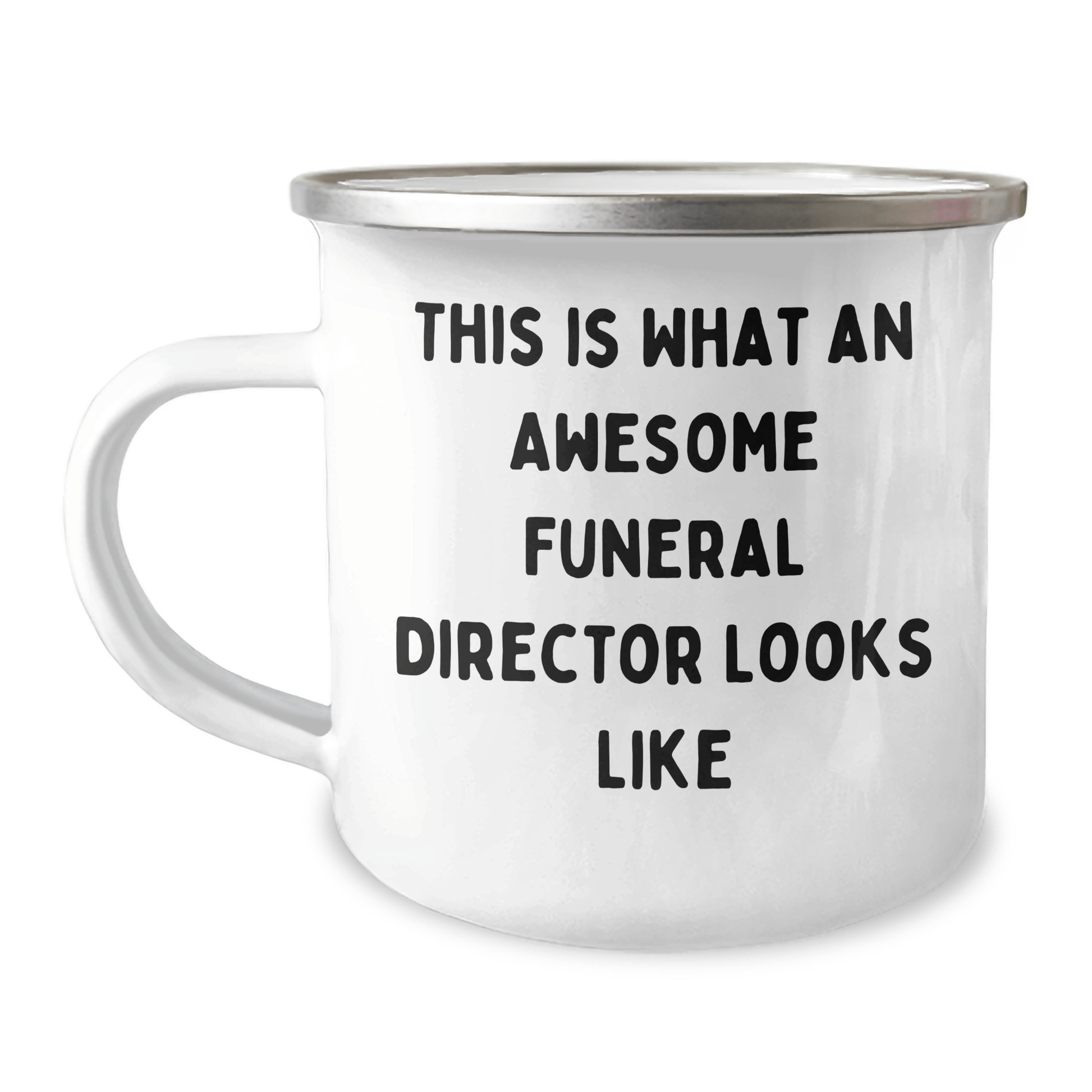 Funny Funeral Director Gifts from Men to Men, 'This Is What An Awesome Funeral Director Looks Like' Enamel Mug for Father's Day, 12 oz Camping Mug - The Buy Boom