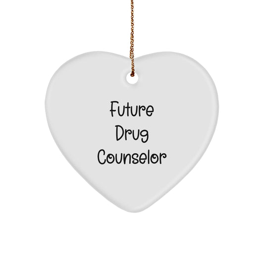 Funny Future Drug Counselor Gifts from Friends Christmas Heart Ornament - Inspirational for Drug Counselors, Unique Heart Shaped Decoration - The Buy Boom
