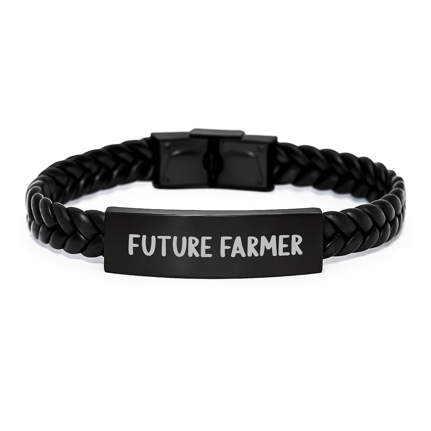 Funny Future Farmer Gifts for Men, Unique Interlaced Leather Bracelet with Engraved Stainless Steel, Gifts from Family - The Buy Boom