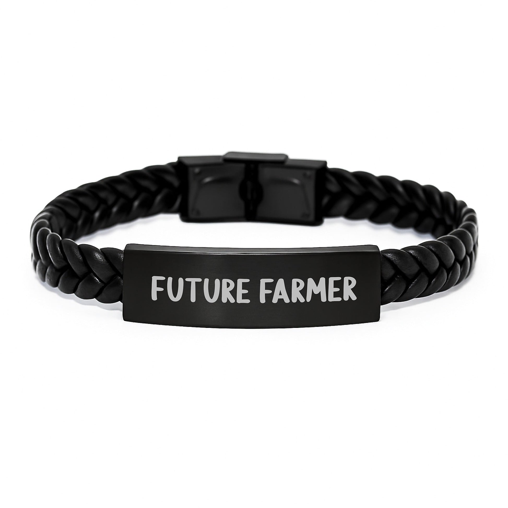Funny Future Farmer Gifts for Men, Unique Interlaced Leather Bracelet with Engraved Stainless Steel, Gifts from Family - The Buy Boom