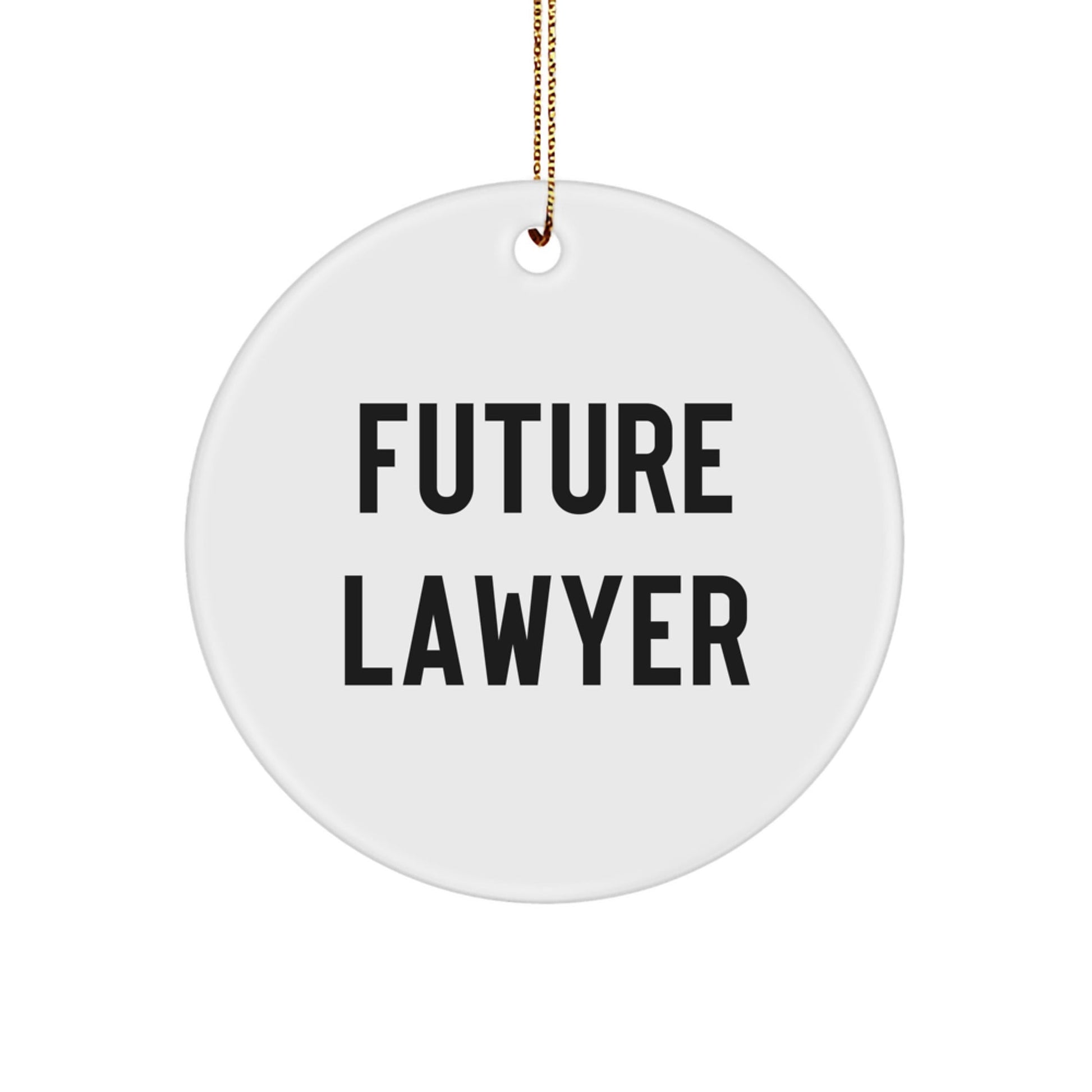 Funny Future Lawyer Circle Ornament Gifts from Friends for Lawyer, 'Future Lawyer' Quote, White, Christmas Unique Gifts - The Buy Boom