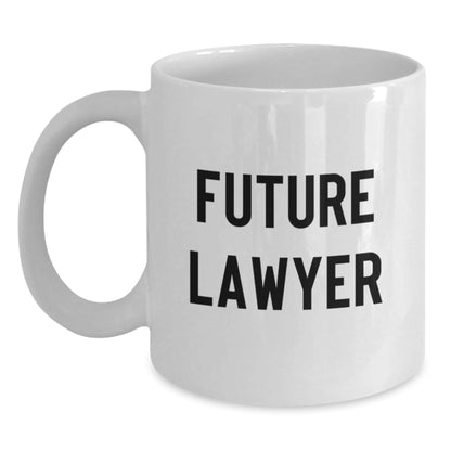 Funny Future Lawyer Gifts for Men from Friends - White Coffee Mug for Graduation, 'Future Lawyer' Quote, 11oz or 15oz Capacity, Ceramic, Microwave and Dishwasher Safe - The Buy Boom