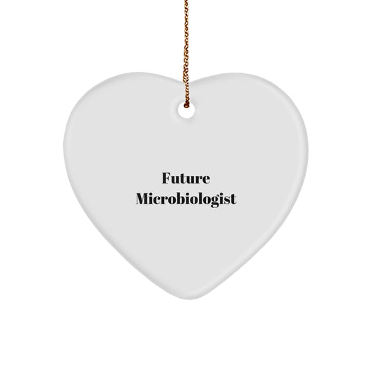 Funny Future Microbiologist Gifts from Family - Heart Ornament for Christmas, 'May the Microbe be with You' Quote, Durable MDF Material - The Buy Boom