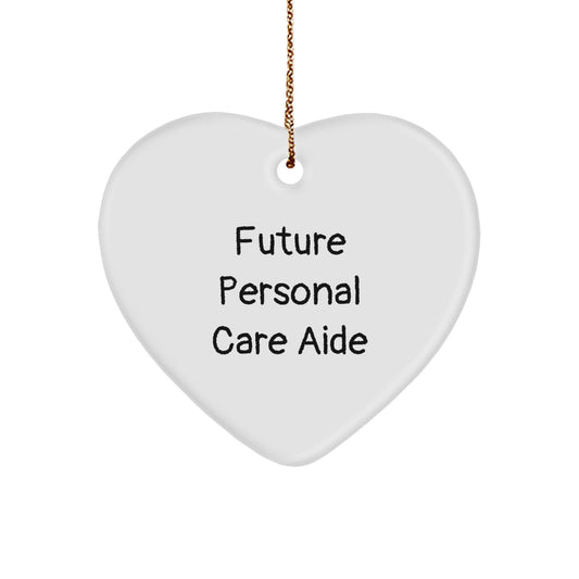 Funny Future Personal Care Aide Gifts from Men to Personal Care Aide for Christmas - Heart Ornament with Inspirational Quote, 'You're the Future of Personal Care' - The Buy Boom