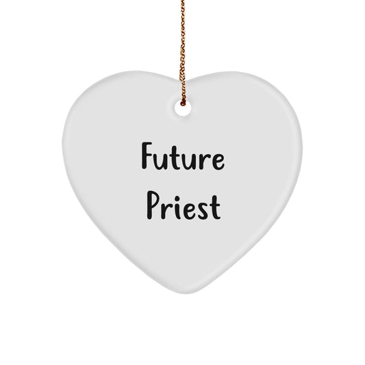 Funny Future Priest Gifts for Men, Heart Ornament with Inspirational Quote, Christmas Unique Gifts from Friends to Priest - The Buy Boom