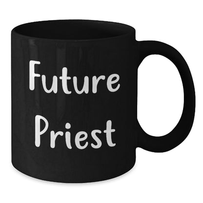 Funny Future Priest Gifts from Family, Unique Christmas Mugs for Men Priests, Black Ceramic Coffee Mug, 11oz or 15oz, Microwave and Dishwasher Safe - The Buy Boom