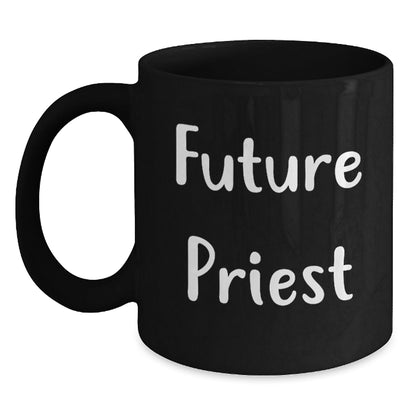 Funny Future Priest Gifts from Family, Unique Christmas Mugs for Men Priests, Black Ceramic Coffee Mug, 11oz or 15oz, Microwave and Dishwasher Safe - The Buy Boom