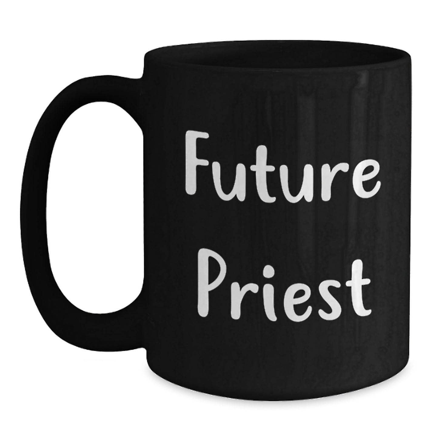 Funny Future Priest Gifts from Family, Unique Christmas Mugs for Men Priests, Black Ceramic Coffee Mug, 11oz or 15oz, Microwave and Dishwasher Safe - The Buy Boom