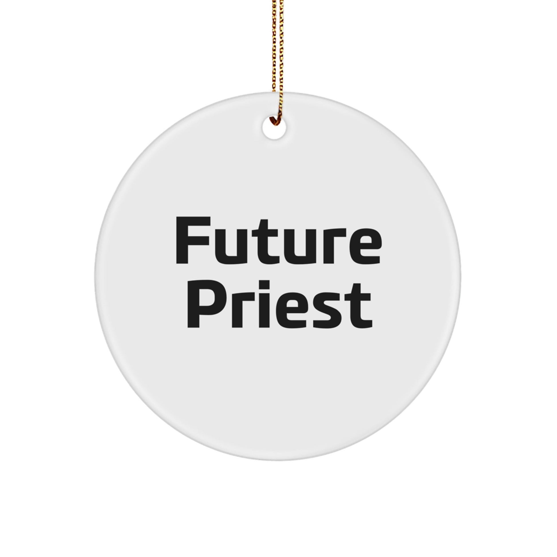 Funny Future Priest Gifts from Men for Priest, Inspirational Circle Ornament for Christmas Unique Gifts, Priest Quote Circle Shaped Ornament - The Buy Boom