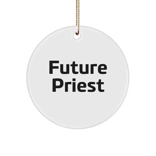 Funny Future Priest Gifts from Men for Priest, Inspirational Circle Ornament for Christmas Unique Gifts, Priest Quote Circle Shaped Ornament - The Buy Boom