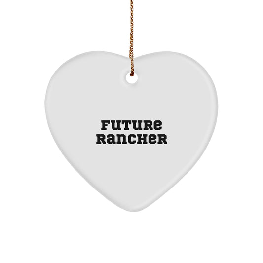 Funny Future Rancher Heart Ornament Gifts - White Heart Shaped Rancher Decor, Inspirational Christmas Unique Gifts from Friends to Rancher Men - The Buy Boom
