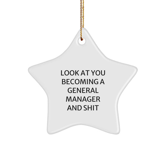 Funny General Manager Christmas Unique Gifts from Friends, Inspirational Star Ornament for General Manager, Unique Star Shaped White Gift for General Manager's Office - The Buy Boom