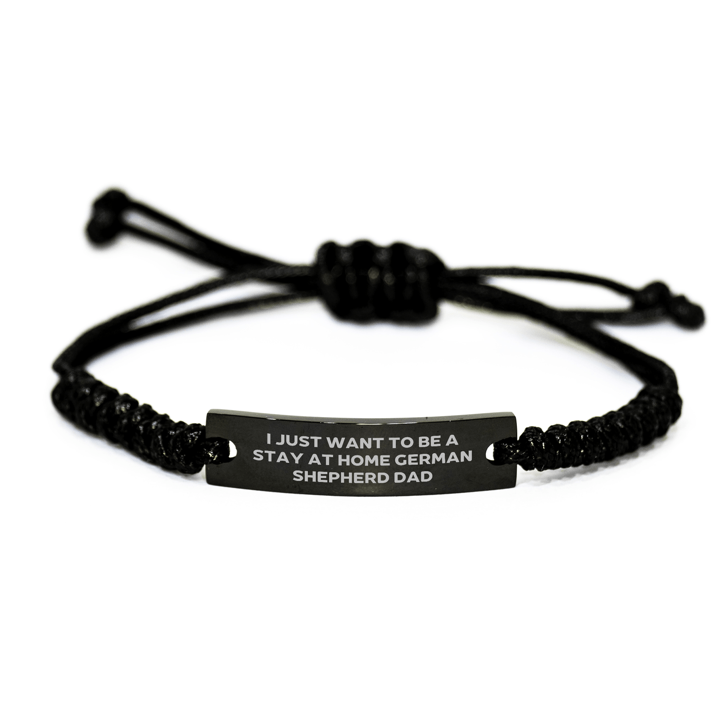 Funny German Shepherd Dog Gifts for Dad - 'I Just Want To Be A Stay At Home German Shepherd Dad' Engraved Rope Bracelet for Men, Gifts from Friends, Coworkers, Family on Father's Day - The Buy Boom