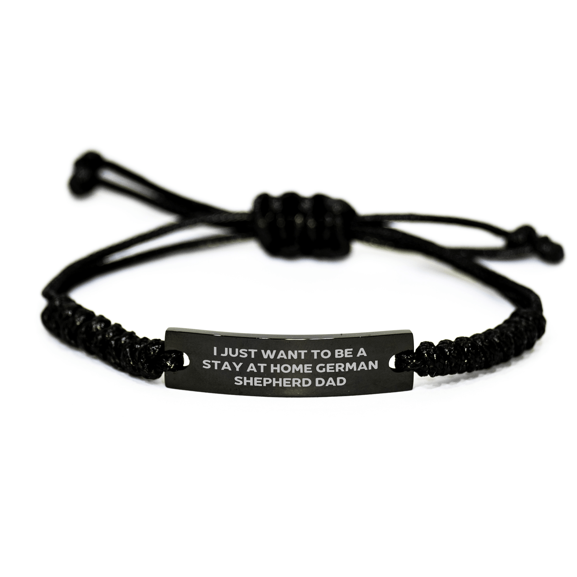 Funny German Shepherd Dog Gifts for Dad - 'I Just Want To Be A Stay At Home German Shepherd Dad' Engraved Rope Bracelet for Men, Gifts from Friends, Coworkers, Family on Father's Day - The Buy Boom