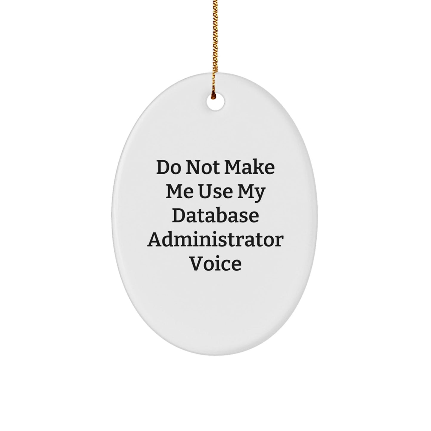 Funny Gift for Database Administrator Friends - Database Administrator Oval Ornament, 'Do Not Make Me Use My Database Administrator Voice', Christmas Unique Gifts for Family, Coworkers, Women, Men - The Buy Boom
