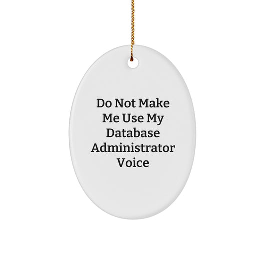 Funny Gift for Database Administrator Friends - Database Administrator Oval Ornament, 'Do Not Make Me Use My Database Administrator Voice', Christmas Unique Gifts for Family, Coworkers, Women, Men - The Buy Boom